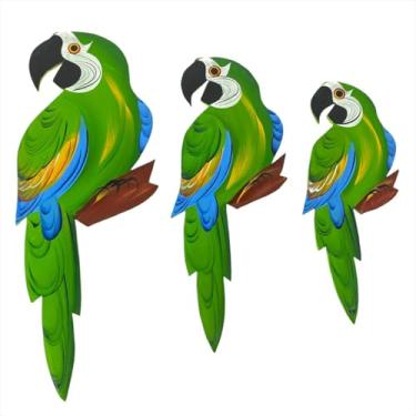 Imagem de Trio De Arara G MDF De Parede Passaro Varanda Jardim Sitio - Atelie Center (Verde)
