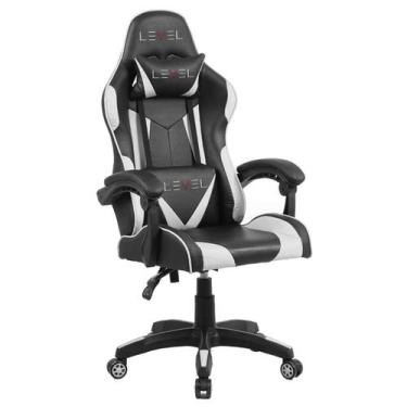 Imagem de Cadeira Gamer Giratória Level Preto Branco Reclinável Ergonômica