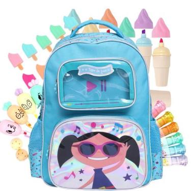 Imagem de Mochila Infantil Luna 17  Escolar Azul Grande Fofo - Sou Mais Preço