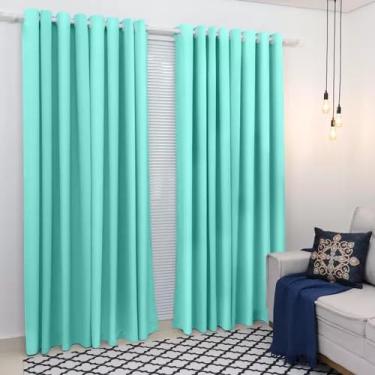 Imagem de Cortina Tecido Grosso 300x250 Sala Quarto (Verde água, 150x180cm)