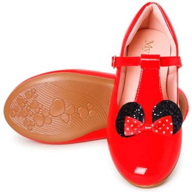Imagem de Sapatilha Infantil Branca com Laço Decorativo Mary Jane Sola Antiderrapante (Vermelha, BR, Adulto, Numérico, 37)