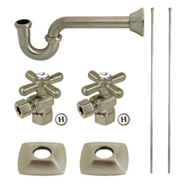 Imagem de Kingston Brass Kit de acabamento de pia de encanamento Gehry KPK110P8 com P-Trap, 30 cm (C) x 11 cm (L) x 76 cm (A), níquel escovado
