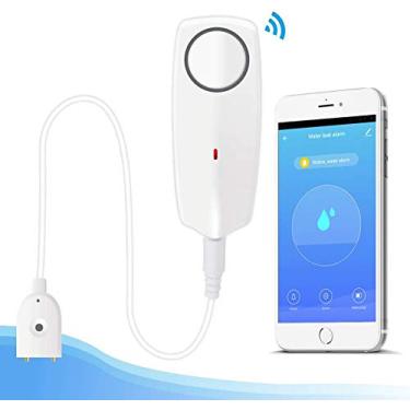 Imagem de Newgoal Sensor De Alarme Água Com Som Alto 80 Db, Detector Vazamento Wi-Fi, Transbordamento, Monitoramento Remoto Para Aquecedor, Bomba Esgoto No Porão, Notificação Do Aplicativo Tuya/Smart Life