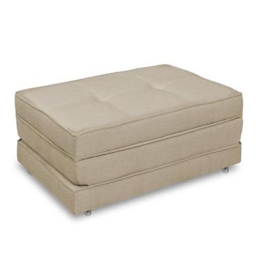Imagem de Pufe Cama Dobrável Solteiro Com Rodízio Premium - Due Decor, Linho Beg