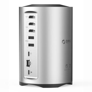 Imagem de ORICO Estação de ancoragem USB-C para monitor triplo com 3 portas HDMI, base de laptop USB C 15 em 1 para MacBook Pro M1/M2/Windows, 7 portas USB, Ethernet, PD de 100 W, leitor de cartão SD/TF, áudio