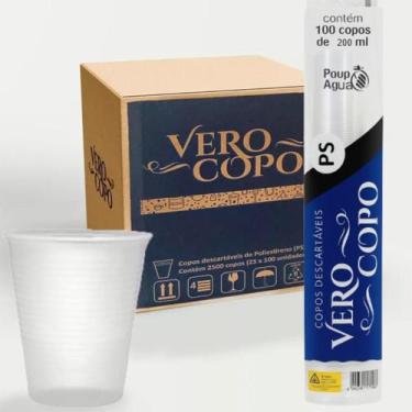 Imagem de Caixa 10 Copo Descartável Tranparente 200ml 1.000un Verocopo