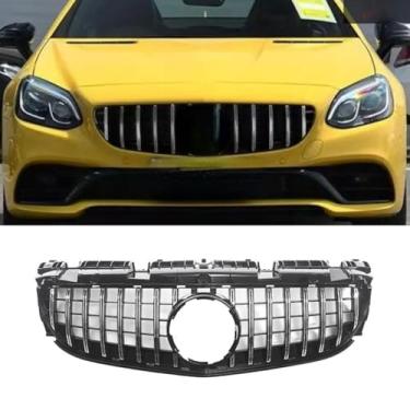 Imagem de Grade de para-choque de carro tiras decorativas kit de corpo de grade de corrida grade de para-choque dianteiro para SLC R172 2016-2020 peça externa