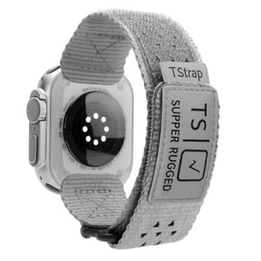Imagem de TStrap Pulseira esportiva masculina compatível com Apple Watch de nylon cinza para iWatch de 49 mm, 46 mm, 45 mm, 44 mm e 42 mm - Pulseira esportiva militar Correas para Ultra 1/2 séries 10 9 8 7 6 5
