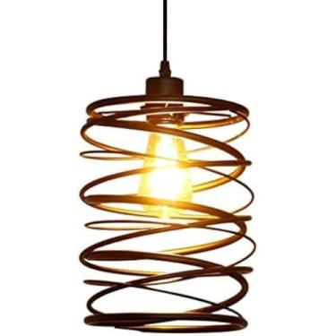 Imagem de Lustre Chandiler Iluminação Lustre De Cabeça Única Lustre De Ferro Forjado Luz Espiral Luzes De Corredor De Bar De Restaurante Luzes De Teto Pendente De Luz De Teto