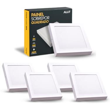 Imagem de Kit 5 Unidades ALUT Painel LED de Sobrepor Quadrado, 18W Plafon 6500K Branco Frio, Luminária Bivolt Slim de Instalação Rápida