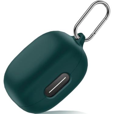 Imagem de LDSXAY Capa Protetora De Silicone Macio À Prova Choque Para Fones Ouvido Sem Fio, Compatível Com Anker Soundcore Sport X20, Mosquetão, Led Frontal Visível (Verde Escuro)