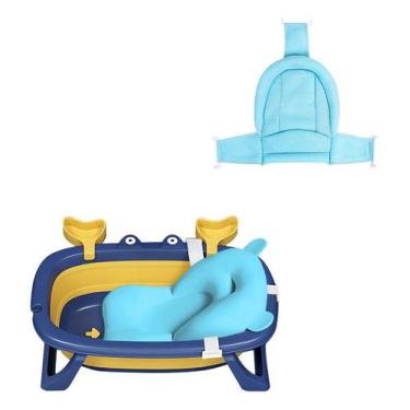 Imagem de Kit Prático Banheira Bebê Dobrável C/ Almofada E Rede Segura - Tibaby,