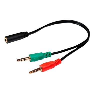 Imagem de Cabo Adaptador Flex 2 P2 Macho Para 1 P3 Fêmea 18cm Preto - XC-ADP-21