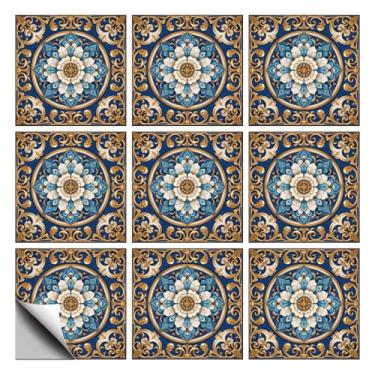 Imagem de CHGCRAFT 18 peças de adesivos tridimensionais de azulejo de flores de metal geométrico padrão de flores de parede adesivos autoadesivos à prova d'água para cozinha banheiro arte de parede 15 x 15 cm