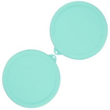 Imagem de Pacote com 2 tampas de silicone para tigelas de mistura de vidro esculpido Pyrex - Tamanhos pequenos servem apenas com 7401-S 3 xícaras, seguro para lava-louças e micro-ondas, verde (somente tampas)