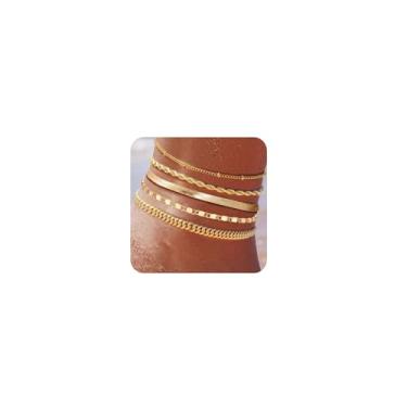 Imagem de Tornozeleiras de ouro plus size para mulheres, tornozelos grandes, tornozeleira ajustável de 25,4 cm + 5 cm, banhado a ouro real 14K, corrente de elos cubanos, espinha de peixe, espinha de peixe, joia