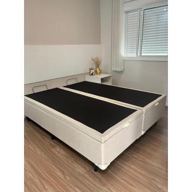 Imagem de Box Bau Queen Size Linho Bege Blindada 1,58 X 1,98