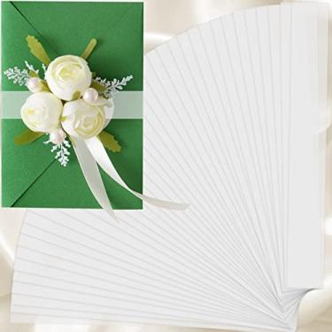 Imagem de Yexiya Faixas de barriga translúcidas de veludo para convite, 100 peças de faixa de veludo transparente desdobrada, para envelopes de 12 x 17 cm, convites de casamento, cartões de presente de Natal, 30 cm