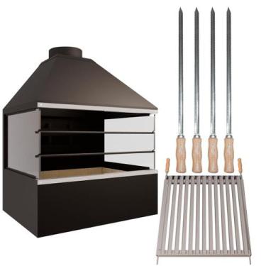 Imagem de Churrasqueira de Parede E82V -com vidros laterais e Kit Grelha e Espet