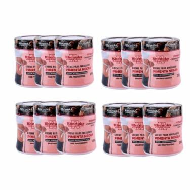 Imagem de kit 12 Creme Gel Massageador Pimenta Negra Estria Celulite e Flacidez 