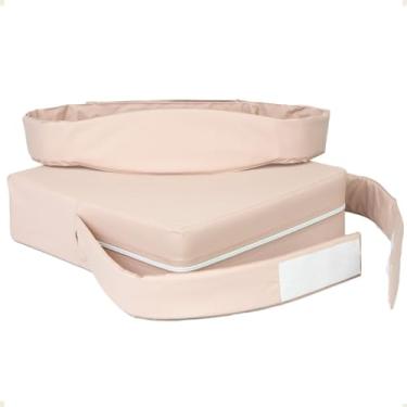 Imagem de Assento De Elevação Portátil Com Cinto de Segurança, Cadeira Almofada Infantil Restaurante Impermeável, 35x35x10cm, Densidade 23, Nude