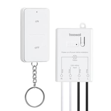 Imagem de treewell Kit De Interruptor E Receptor Luz Sem Fio Treewell, Controle Remoto 200 Pés, Fiação, Interferência, Para Teto, Ventilador, Lâmpada - Programável Expansível