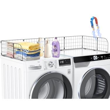 Imagem de PrimZooty Protetor magnético de lavanderia para lavadora e secadora - Topper de metal de 125,7 cm com capas de silicone, protetor de bancada para secadora de roupas - Preto