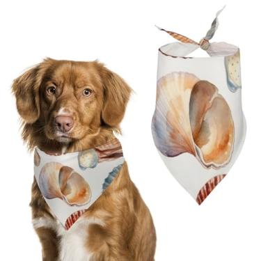 Imagem de Cachecol triângulo de poliéster estampado com padrão Sea Shell - Tamanho único (70 x 30 cm)