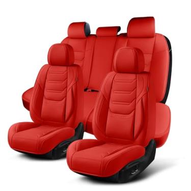 Imagem de TIEHESYT Conjunto completo de capas de assento de carro de couro com suporte lombar, capa de assento de carro à prova d'água, capas de assento universais para carros, caminhões, SUVs, sedãs