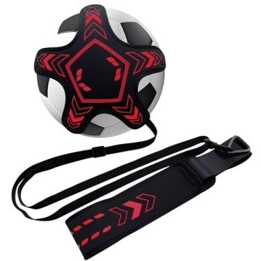 Imagem de PESAKE Soccer Training Equipment Football Kick Solo Trainer Adjustable Waist Belt Elastic Rope, Aids Hands Free Throw Sole Practice Fits Ball 3, 4, 5 and Volleyball Rugby (Red)