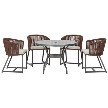 Imagem de Mesa Com 4 Cadeiras E Noronha Estofado 3 Trama autêntico Marrom