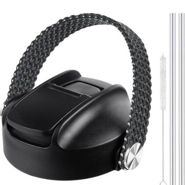 Imagem de RRegeny Tampa de canudo para Hydro Flask boca larga 32 1,134 g, tampas de canudo com alça flexível e canudos compatíveis com HydroFlask, tampa esportiva flexível de substituição superior de boca larga