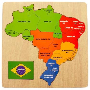 Imagem de Quebra-cabeça didático Aprenda Brincando Mapa do Brasil - DM BRASIL