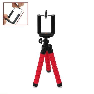 Imagem de Mini Tripé De Mesa Flexível 360 Suporte Smartphone Vermelho