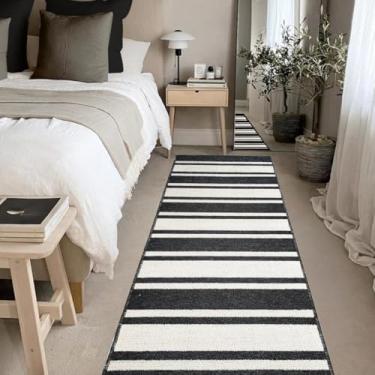 Imagem de 2 Tapete Quarto Beira Cama Antiderrapante 66x200 Oa Dt Rg Vr (RG GRAFITE CORREDOR Marfim Cinza - Listras Listrado)