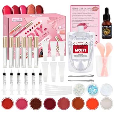 Imagem de TSVATE Kit de fabricação de brilho labial, kit de brilho labial, conjunto de brilho labial faça você mesmo, faça seu próprio brilho labial infantil para meninas, mulheres, base de brilho labial
