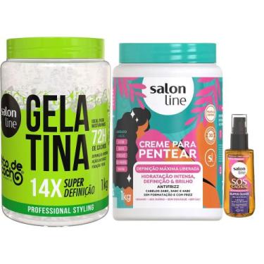 Imagem de Kit Salon Line Gelatina 1kg + Creme De Pentear Definição Máxima 1kg + 