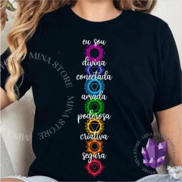 Imagem de Camiseta Mística Sete Chakras Yoga Meditação - Mina Store, Preto, G2