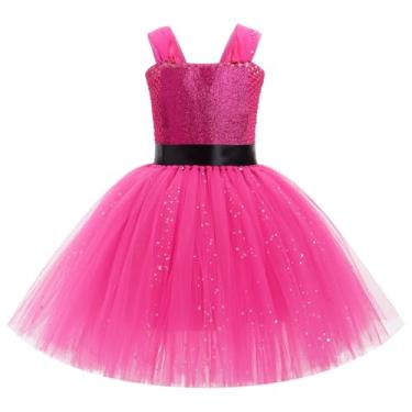 Imagem de IMEKIS Toddler Halloween Costume: Kids Holographic Sparkly Tulle Tutu Dress Up Anime Character Cosplay Metallic Outfit Girls Alien Space Cowgirl 80s Birthday School Dance Clothes Hot Pink 2-3T