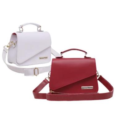 Imagem de Kit bolsa feminina pequena alça tarnsversal - ZBOLSA, Branco, Vermelho