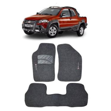 Imagem de Jogo Tapete Carpete Fiat Strada Adventure Cabine Dupla 02 a 11 com Log
