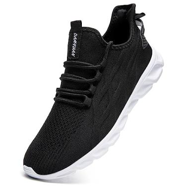 Imagem de EGMPDA Tênis de caminhada feminino, sem cadarço, tênis de corrida, casual, moderno, leve, para trabalho, viagem, academia, esportes, A2 Preto_branco, 36