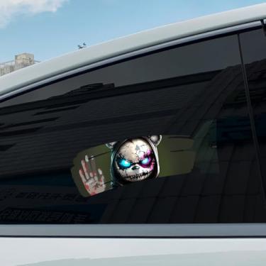 Imagem de Leniutor 1 peça de adesivos de Halloween Horror Peeking, decalque de janela de ursinho de pelúcia de PVC de dupla face, decalques autoadesivos com impressão UV para carro, para-choque, caminhão, SUV