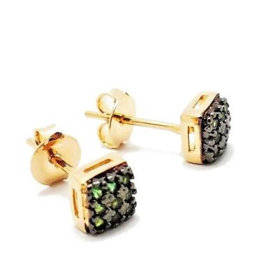 Imagem de Brincos Zirconias Esmeralda Banho Ouro 18k 4581 - Très Chic Joias, Dou