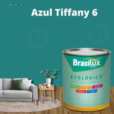 Imagem de Esmalte Sintético Brasilux Base Água Ecologico Cor Tiffany 800ML Brilh