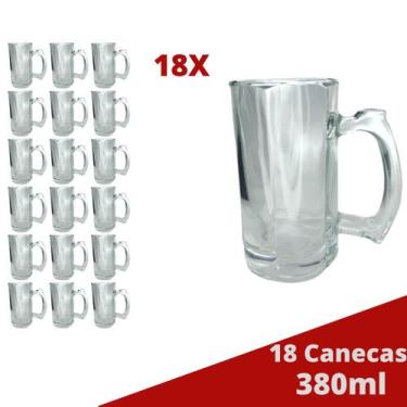 Imagem de 18 Caneca Vidro Grosso Congelável Cerveja e Chopp 380ML - PRATICASA, 0