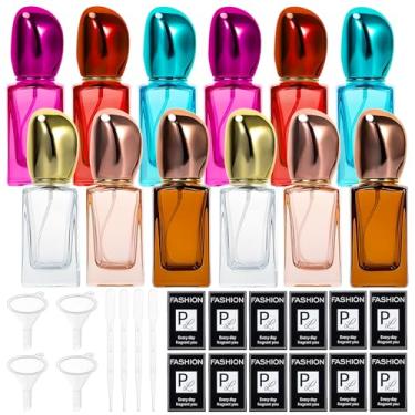 Imagem de Yebeauty 12 frascos de perfume de viagem de 30 ml vazios, frascos de spray de perfume portáteis de vidro atomizador para perfume de colônia, 6 cores