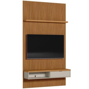 Imagem de Painel Ripado Para TV 60 Pol Slats e Bancada Lisa 141x250cm L05 Nature