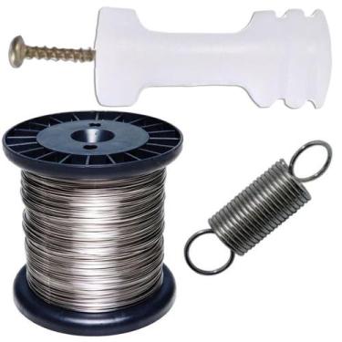 Imagem de Rolo Arame 0,90mm + 30 Mola Repuxo Aço + 30 Isolador Maia com Parafuso