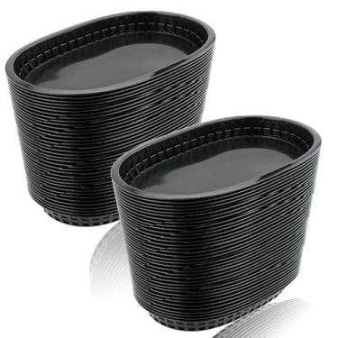 Imagem de Cestas de fast food LyyGuanyoo, pacote com 40, plástico preto reutiliz